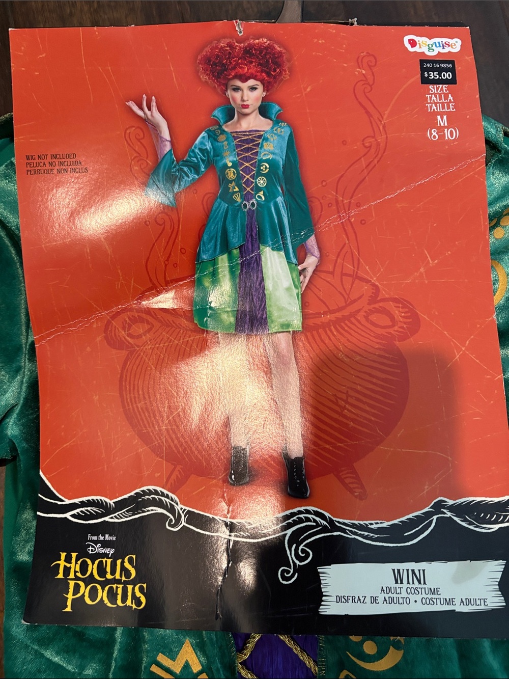 Disguise Hocus Pocus Green Wini costume with hat NWT
